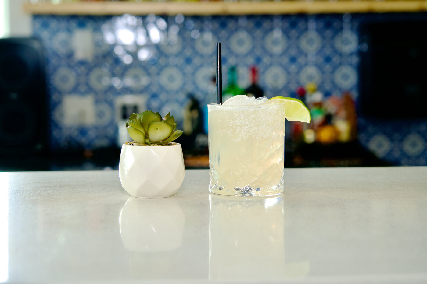 A craft cocktail served at Courtside Cantina in Buda, Texas
