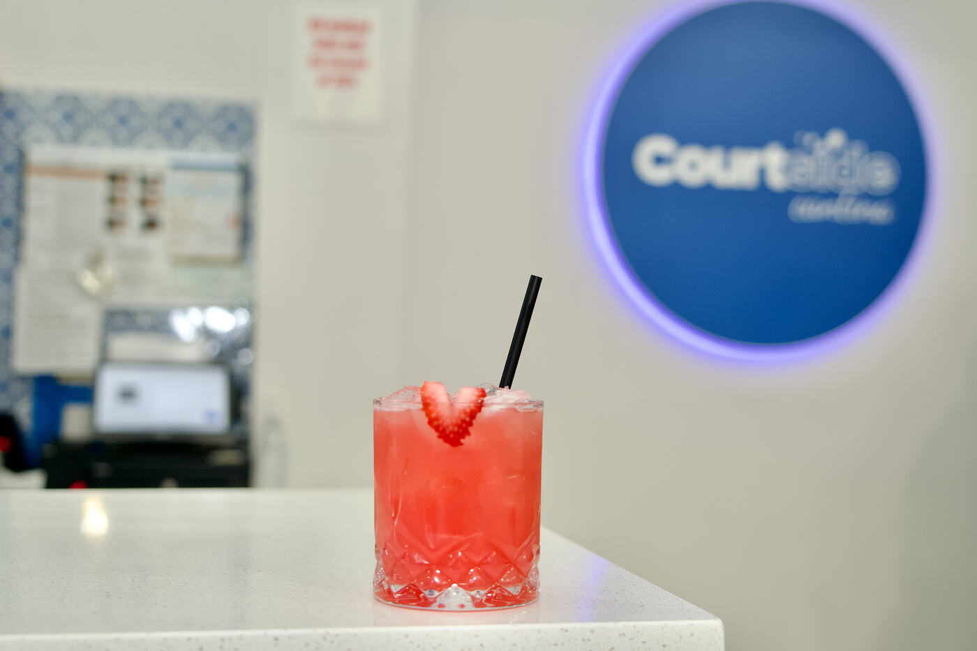 Cocktails on the bar at Courtside Cantina in Buda, Texas