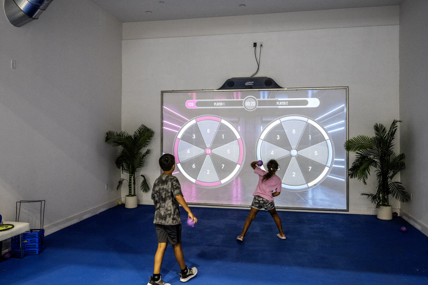 The MultiBall interactive Digital Sports room at RacFit in Buda, Texas